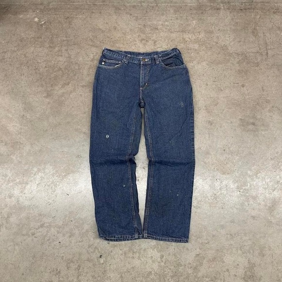Carhartt Other - Carhartt Dark Wash Denim Jeans Workwear Straight Leg Distressed Men's 34x30
